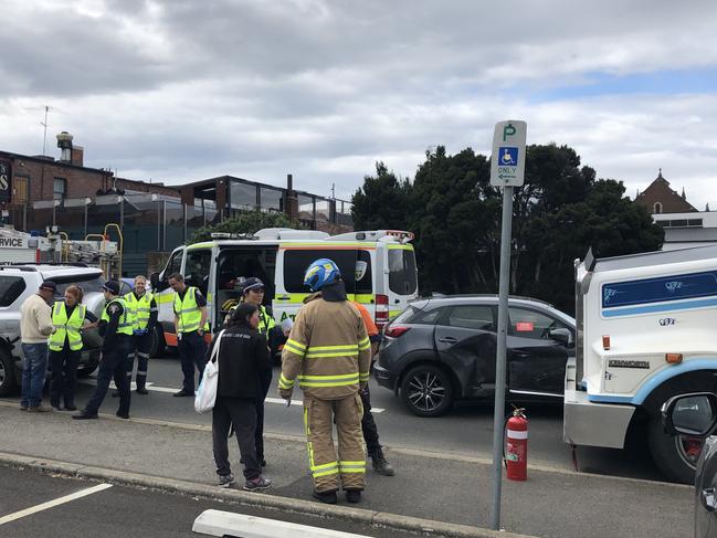 A log crash has hit a Mazda in Launceston's CBD.