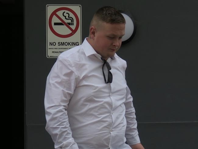 Zak Adam Merrell-Rose, 20, of Blue Haven, leaving Wyong Local Court after pleading guilty to affray, being armed with intent and drive while disqualified. Picture: Richard Noone