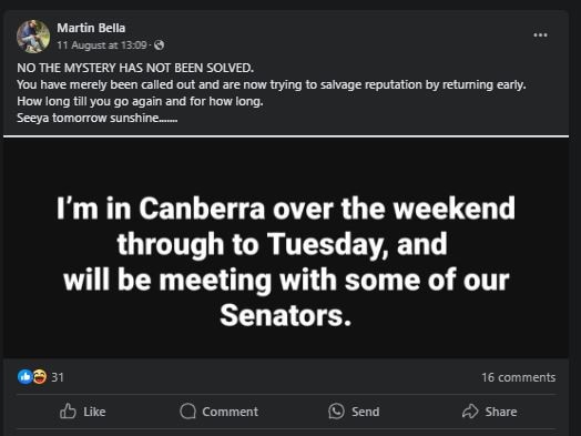 Mr Bella has vocally criticised Belinda Hassan for her ALP run and Mr Christensen for his absence from council. Photo: Facebook