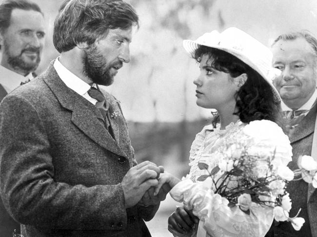 John Waters and Sigrid Thornton in a scene from All The Rivers Run in 1983.