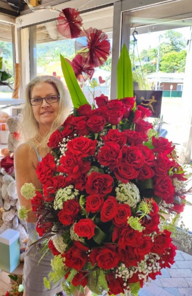 Cannonvale florist Karen Hill and her staff created an order to be delivered to Delta Goodrem, who is staying in the Whitsundays.