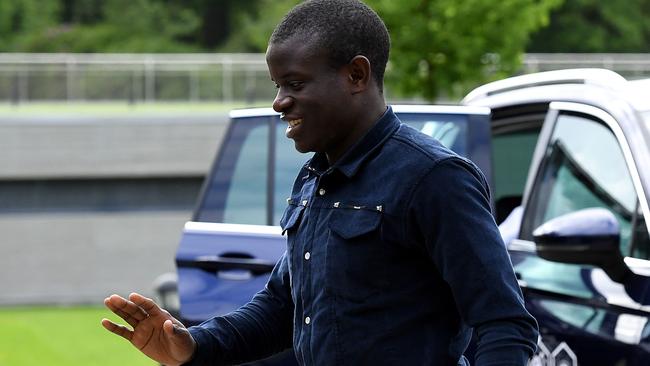 N’Golo Kante arrives at the French national football team training base in Clairefontaine.