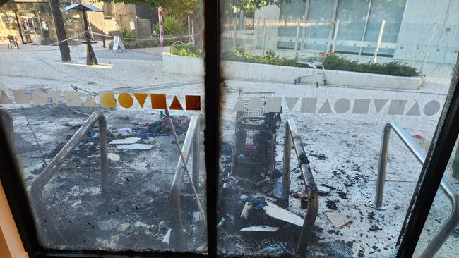 The damage to Playford Civic Centre in Elizabeth – home to the Shedley Theatre. Picture: Darcy Fitzgerald