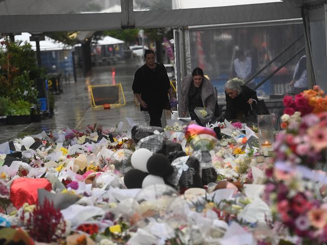 Tributes for the six people who were stabbed to death by Cauchi. Picture: NCA NewsWire / Jeremy Piper