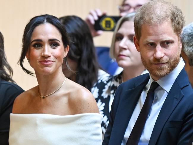 NEW YORK, NEW YORK - OCTOBER 10: (L-R) Meghan, Duchess of Sussex and Prince Harry, Duke of Sussex attend The Archewell Foundation ParentsÃ¢â¬â¢ Summit: Mental Wellness in the Digital Age during Project Healthy Minds' World Mental Health Day Festival 2023 at Hudson Yards on October 10, 2023 in New York City. (Photo by Bryan Bedder/Getty Images for Project Healthy Minds)