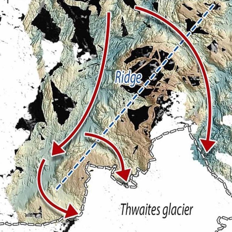 New maps reveal that channels carrying warm water along the Antarctic sea bed are the likely culprits for the gradual collapse of the Thwaites glacier Credit: BRITISH ANTARCTIC SURVEY