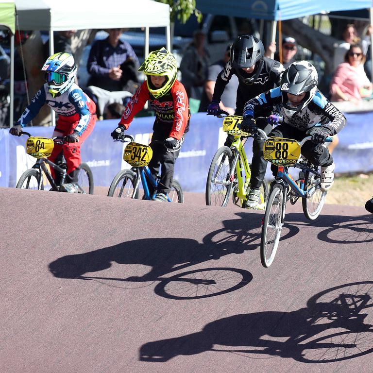 Nerang BMX national series this weekend. Photo of 8 yr boys final. Photo by Richard Gosling