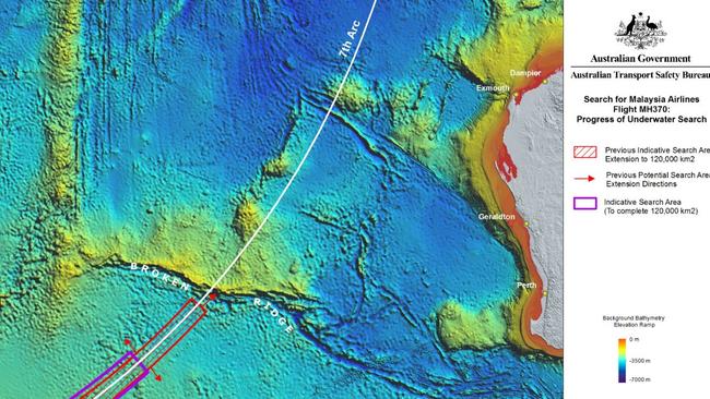 The search area for MH370. Picture: Supplied