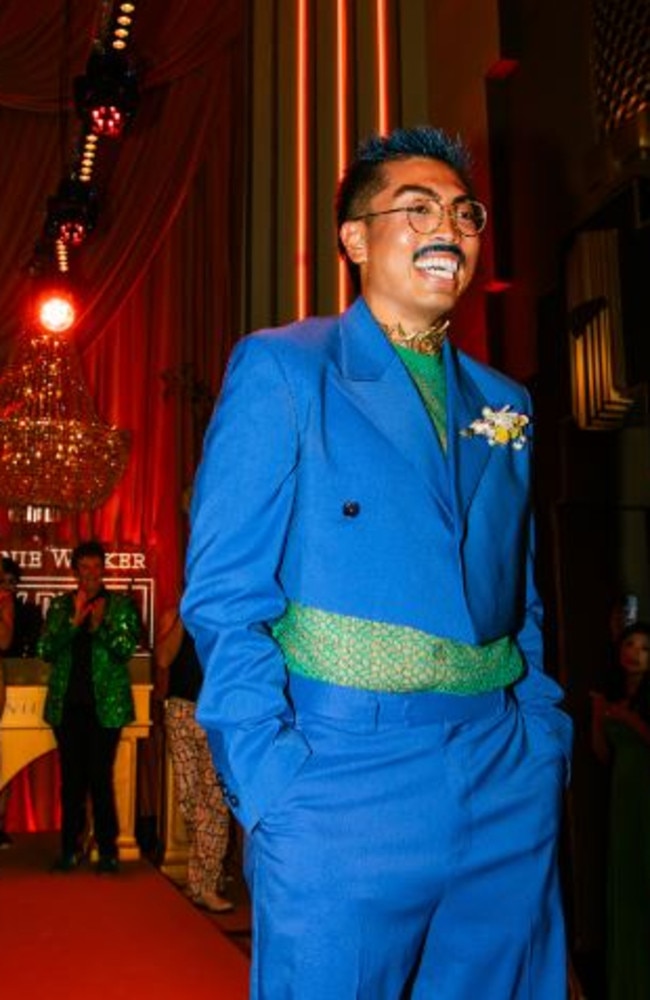 Phillip Nguyen walks the red carpet at the first Mardi Gras Debutante Ball. Picture: Johnnie Walker.