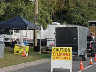 Three Monaco St, Broadbeach Waters mansions have been taken over by a major film production. Photo: Lachlan Doepel