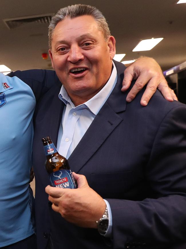 Steve Roach celebrating NSW’s victory in the 2019 State of Origin.