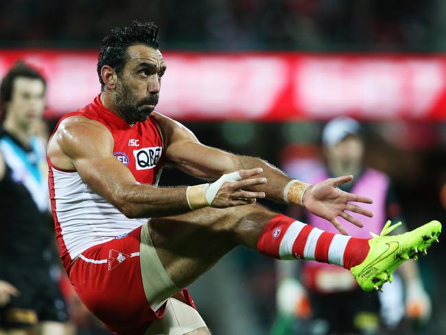 Goodes on the pitch for Sydney. Picture. Phil Hillyard