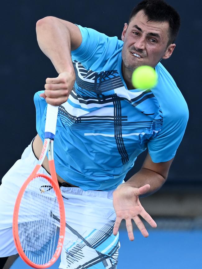 Bernard Tomic in Melbourne on Wednesday. Picture: Getty Images