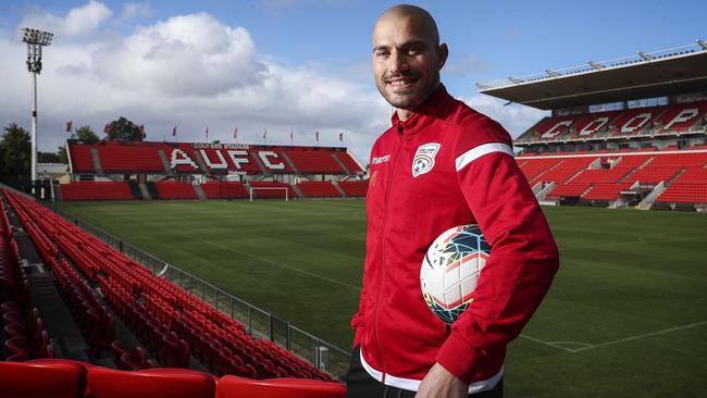 Adelaide United recruit James Troisi returned home to SA on the eve A-League season kick-off. Picture: Sarah Reed