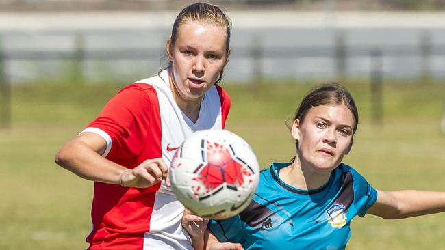 Polly Jones from Kelvin Grove State College and Ellie Hambly. Picture: Richard Walker