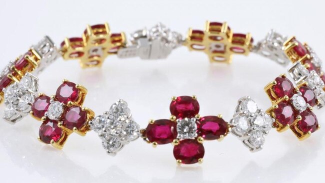 A ruby and diamond bracelet to be sold at the auction. Picture: First State Auctions
