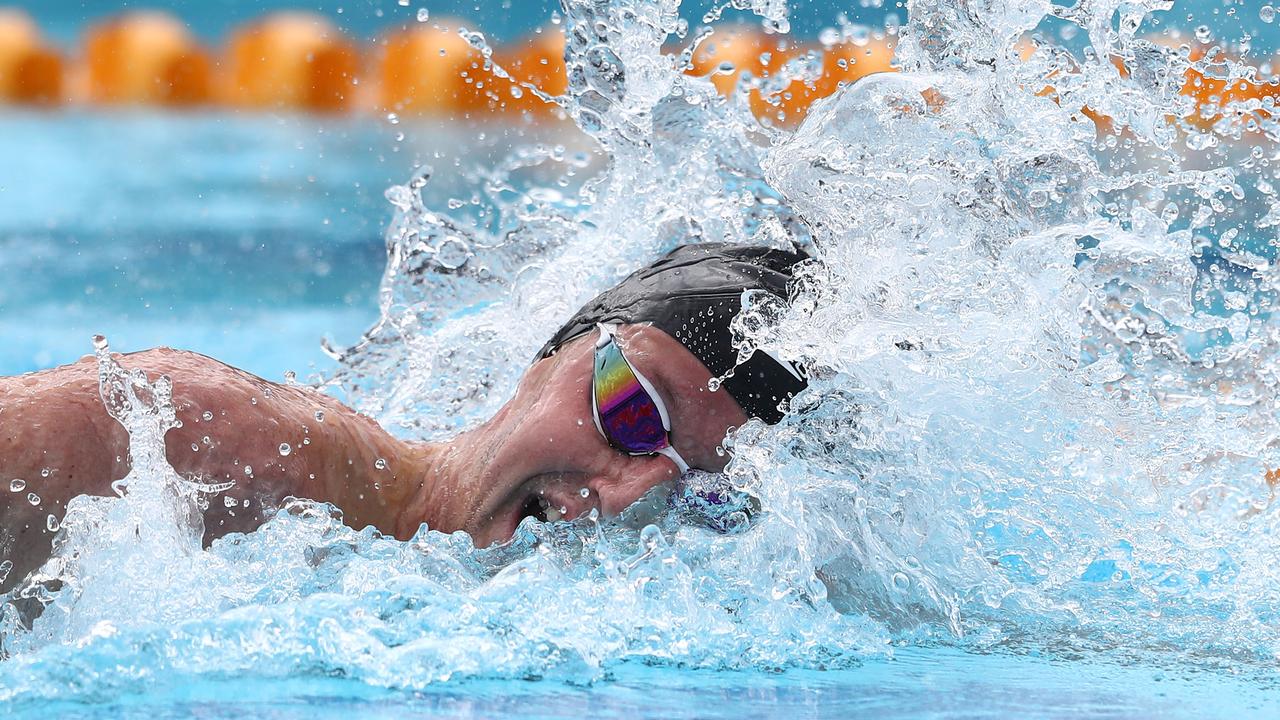 Elijah Winnington swam the fastest 400m freestyle time in two years. Picture: Chris Hyde/Getty