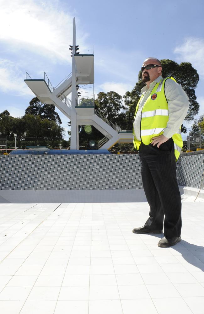 Parramatta Council Aquatic Operations manager Steve Strudwick in the newly refurbished diving pool in September 2009. Picture: John Appleyard