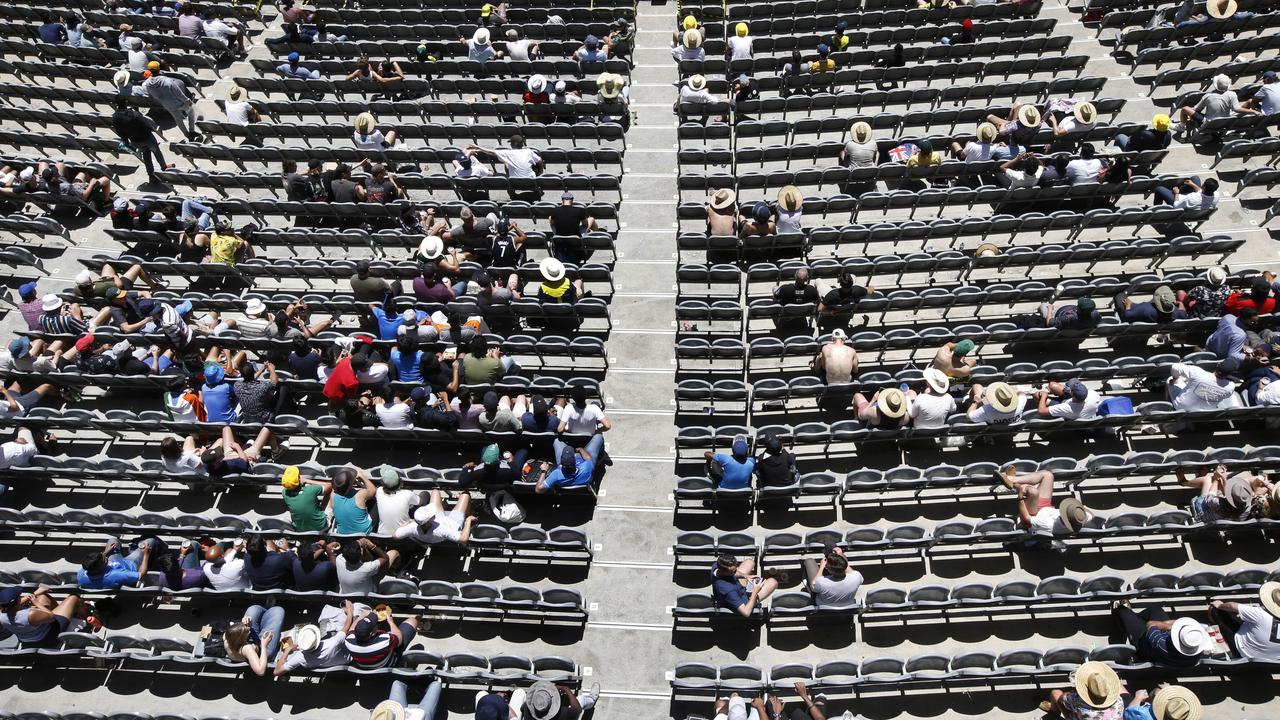 The Boxing Day Test crowd was socially distanced. Picture: David Caird