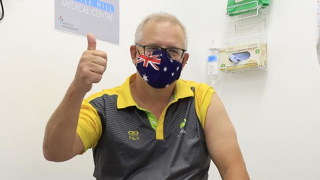 Prime Minister Scott Morrison got his first dose of the Pfizer vaccine three weeks ago. Picture: Mark Evans/Getty Images