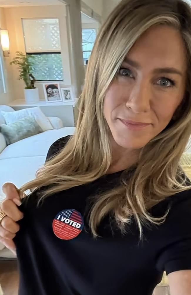 Aniston urged her followers to vote. Picture: Instagram