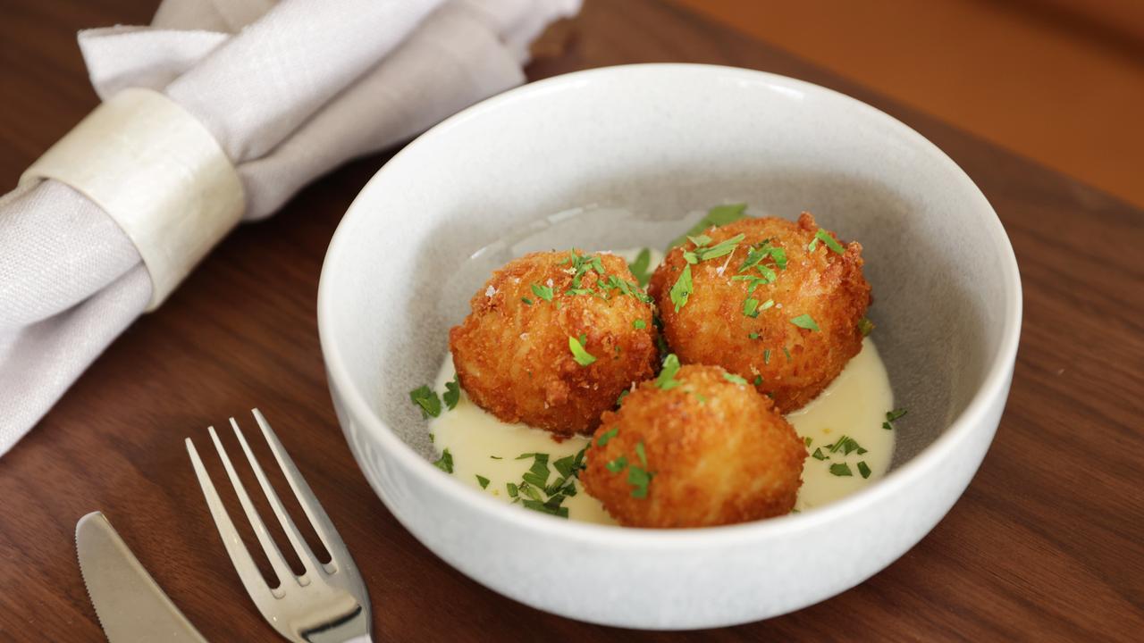 The carbonara arancini at Bottarga in Maroochydore. Picture: Lachie Millard