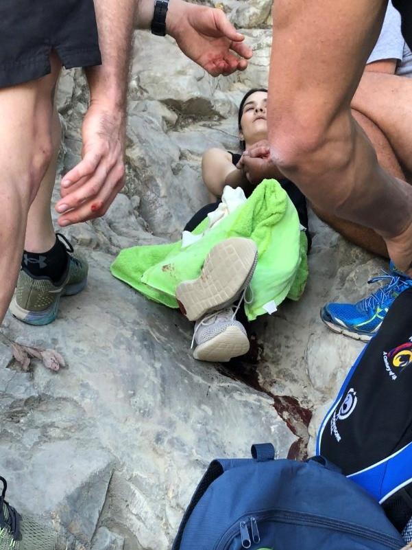 Sarah Wylie’s injury left her unable to climb down Mt Tibrogargan on her own. (Pic: Supplied)