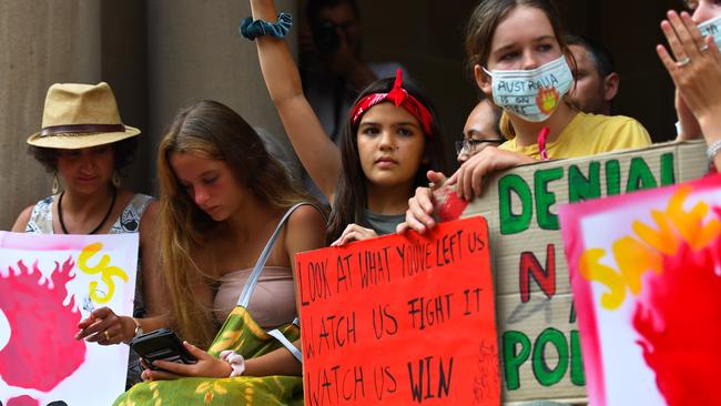 Climate protesters in Sydney on Friday. Picture: AAP