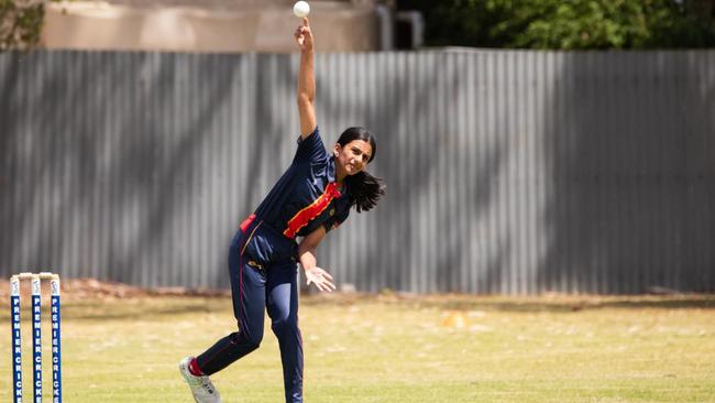 Fast bowler Sia Iyengar fires one down. Picture: Supplied