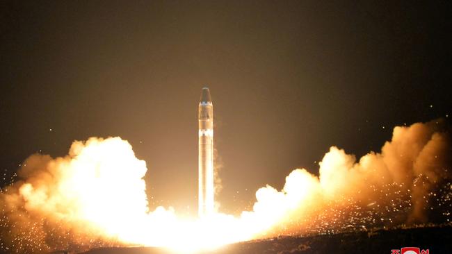 North Korea has come under international pressure to stop testing missiles. Source: Korean Central News Agency/Korea News Service via AP.