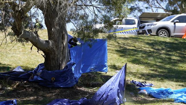 Scene at Hillcrest Primary School in Devonport where five children have been killed and several others are in a critical condition after an accident involving a jumping castle. Picture: Rob Burnett