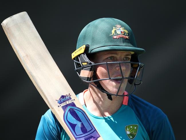 CAPE TOWN, SOUTH AFRICA - FEBRUARY 22: Grace Harris looks on during an Australia nets session, part of the ICC Women's T20 World Cup South Africa at Newlands Stadium on February 22, 2023 in Cape Town, South Africa. (Photo by Jan Kruger-ICC/ICC via Getty Images)