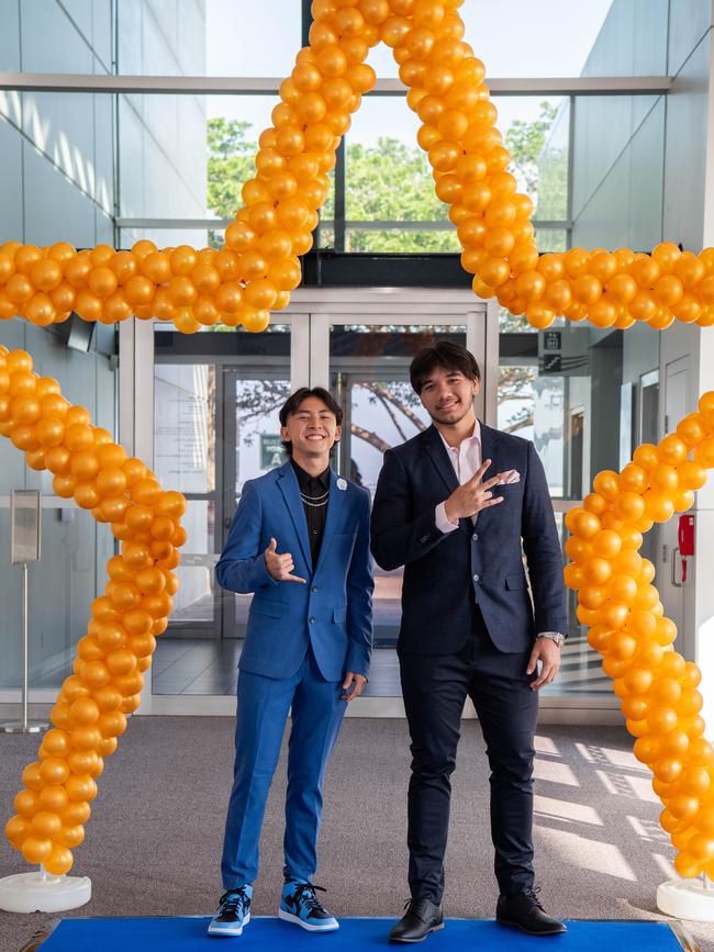 Izaiah Tabora and James Taylor at the Year 12 School formals of Darwin High School at Darwin Convention Centre, Darwin. Picture: Pema Tamang Pakhrin.