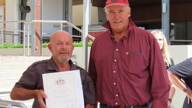 Andrew and councillor Scott Henschen at Kingaroy Australia Day Citizenship Ceremony.