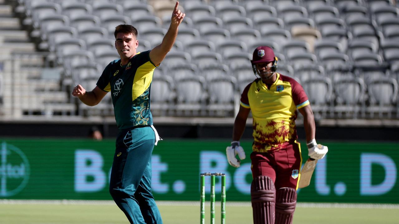 Xavier Bartlett took two more international wickets (Photo by COLIN MURTY / AFP)