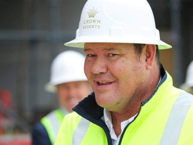 James Packer tours the Barangaroo Crown casino site for the first time. Picture: Rohan Kelly