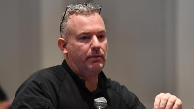 The Justice, Integrity and Community Safety Committee hearing at Rydges Southbank. Tim Lindley from Vigilant Security. Picture: Evan Morgan