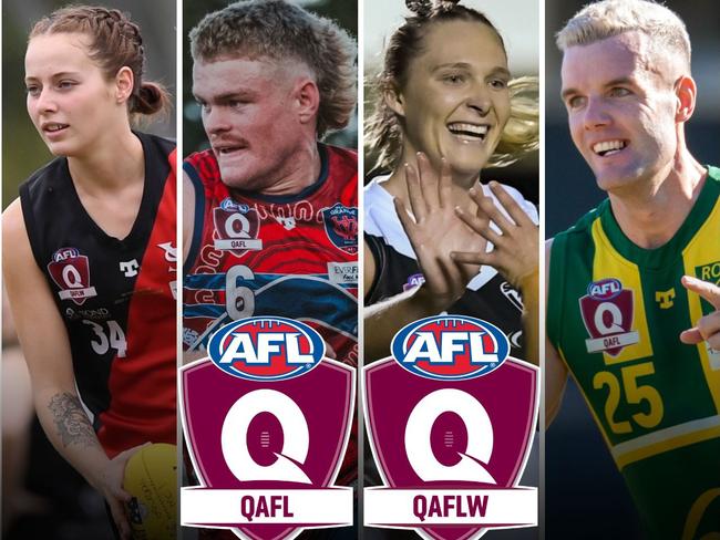 Standout performers from the latest round of QAFLW and QAFL. Pictures: Highflyer Images and Brooke Sleep Media.