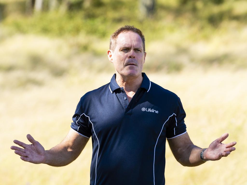 Lifeline Darling Downs CEO Grant Simpson speaks at the Hike to Heal 2022 launch at Mt Peel Bushland Park, Saturday, February 19, 2022. Picture: Kevin Farmer