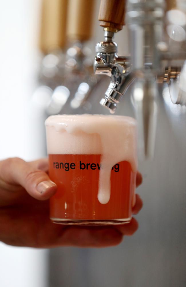 The sour ale raspberry kiwi at Range Brewing in Newstead. Picture: Tara Croser