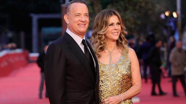 Tom Hanks and Rita Wilson walk a red carpet on October 13, 2016 in Rome, Italy.