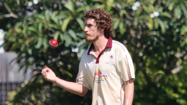 Steven Leahy bowling for Tintenbar East-Ballina Cricket Club.