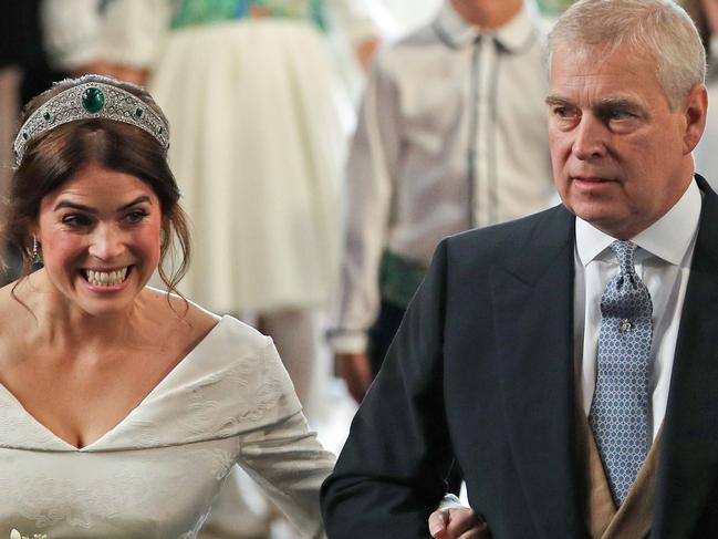 Princess Eugenie let Andrew go to her wedding last year. Picture: AFP