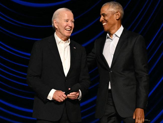 Joe Biden and Barack Obama during a campaign fundraiser. Picture: AFP.