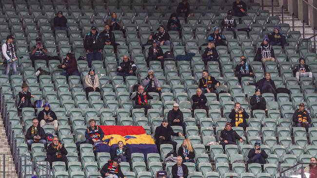 A socially distanced crowd at the Round 2 Showdown at Adelaide Oval. Picture: Matt Turner/AFL Photos