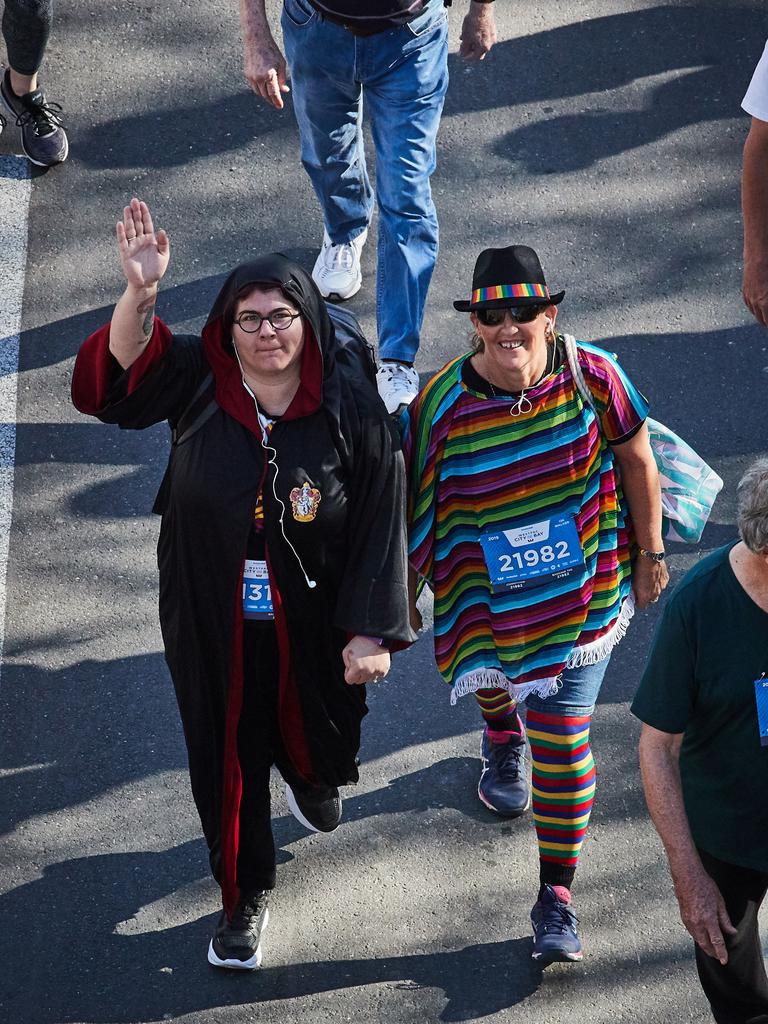 City to Bay participants walking in Adelaide, Sunday, Sept. 15, 2019. Picture: MATT LOXTON