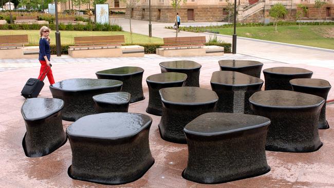 14 Pieces water sculpture by Angela and Hossein Valamanesh, outside the SA Museum on North Terrace in Adelaide.