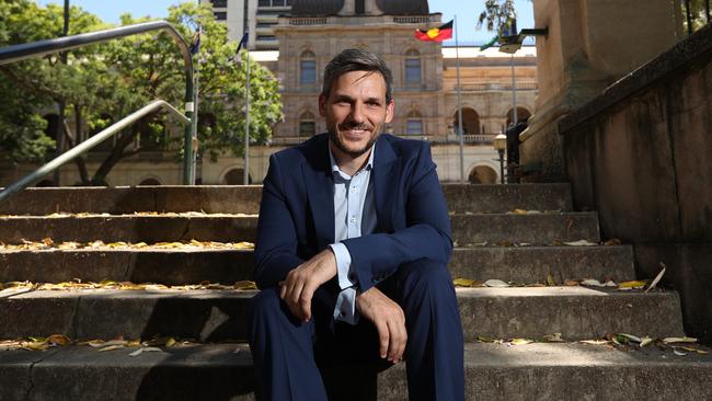 Greens MP Michael Berkman outside the Queensland Parliament in Brisbane. Picture: Lyndon Mechielsen.