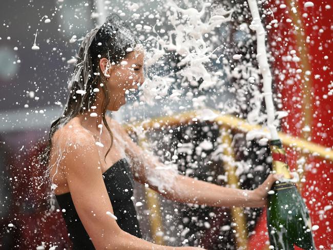 Emma McKeon gets soaked. Picture: Getty Images