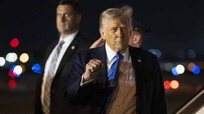 President Donald Trump arrives at Palm Beach International Airport in West Palm Beach, Fla., Thursday, May 1, 2025. (AP Photo/Manuel Balce Ceneta)